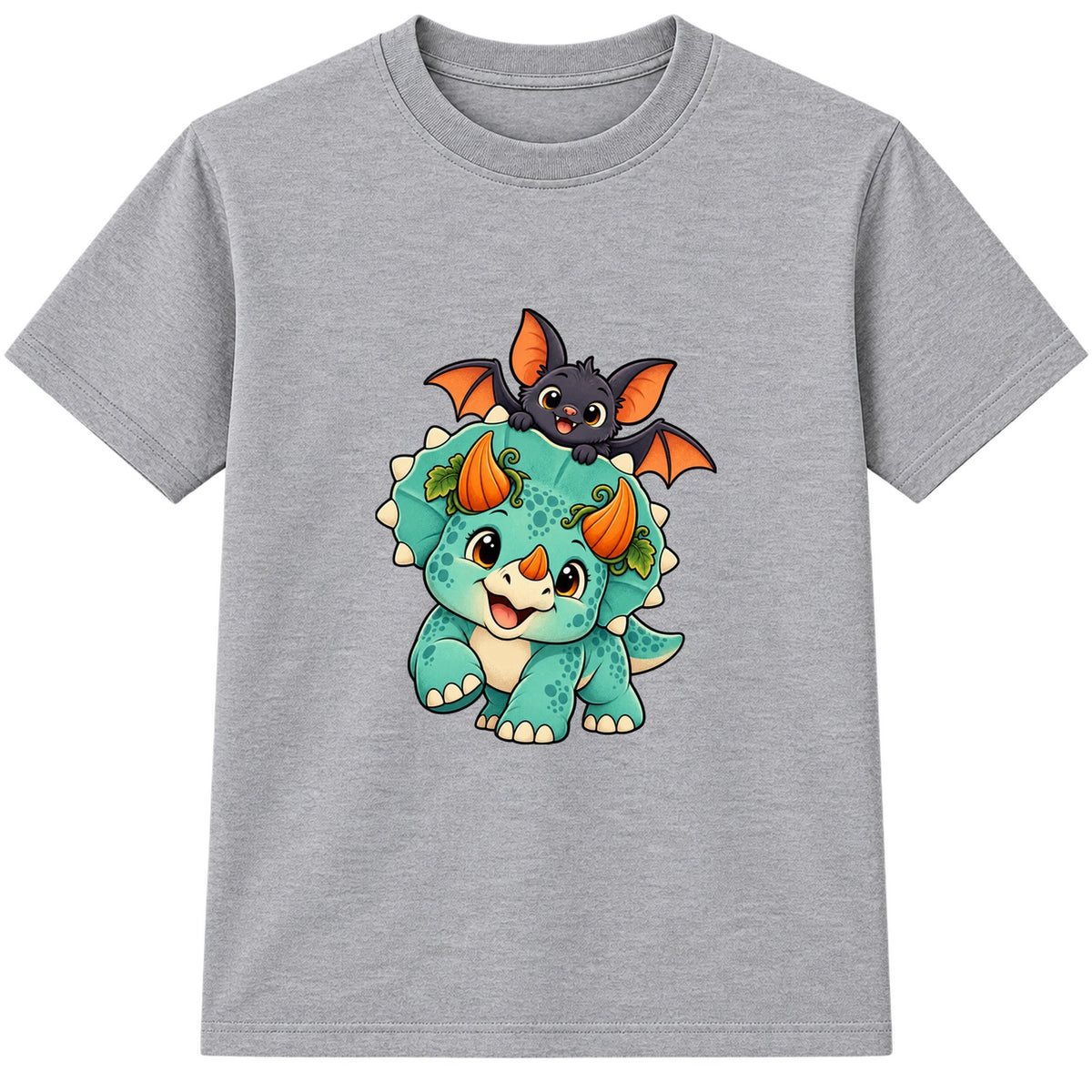 Pumpkin Triceratops kids Halloween t-shirt - Heather Grey