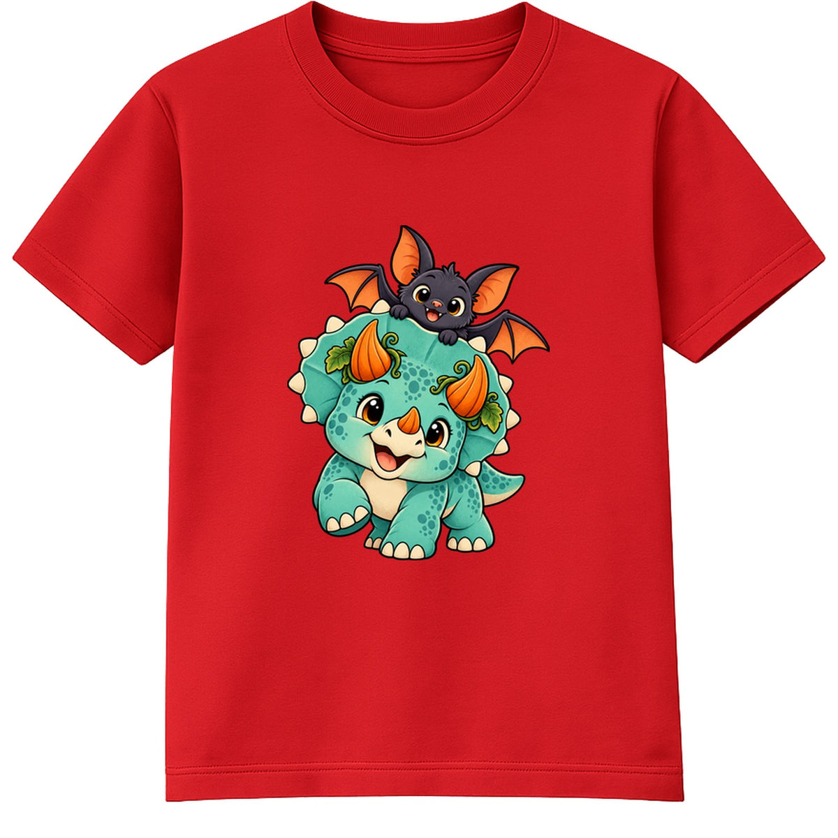 Pumpkin Triceratops kids Halloween t-shirt - Red