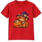 Witchy Highland Cow kids Halloween t-shirt - Red