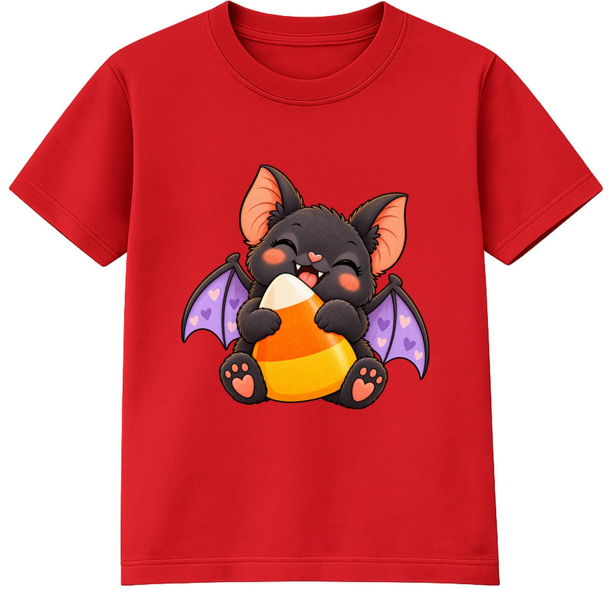Candy Corn Bat kids Halloween t-shirt - Red