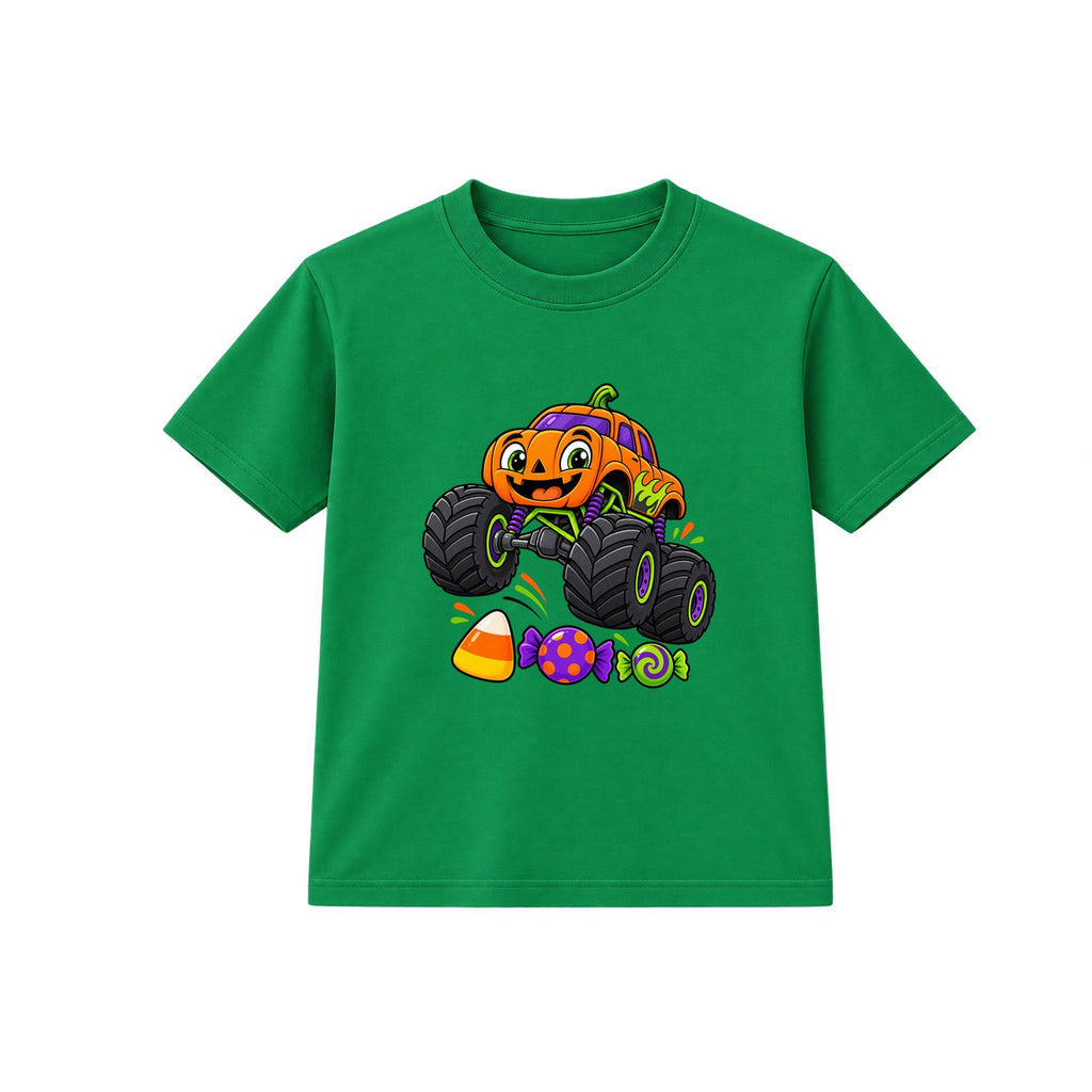 Pumpkin Monster Truck kids Halloween t-shirt - Green