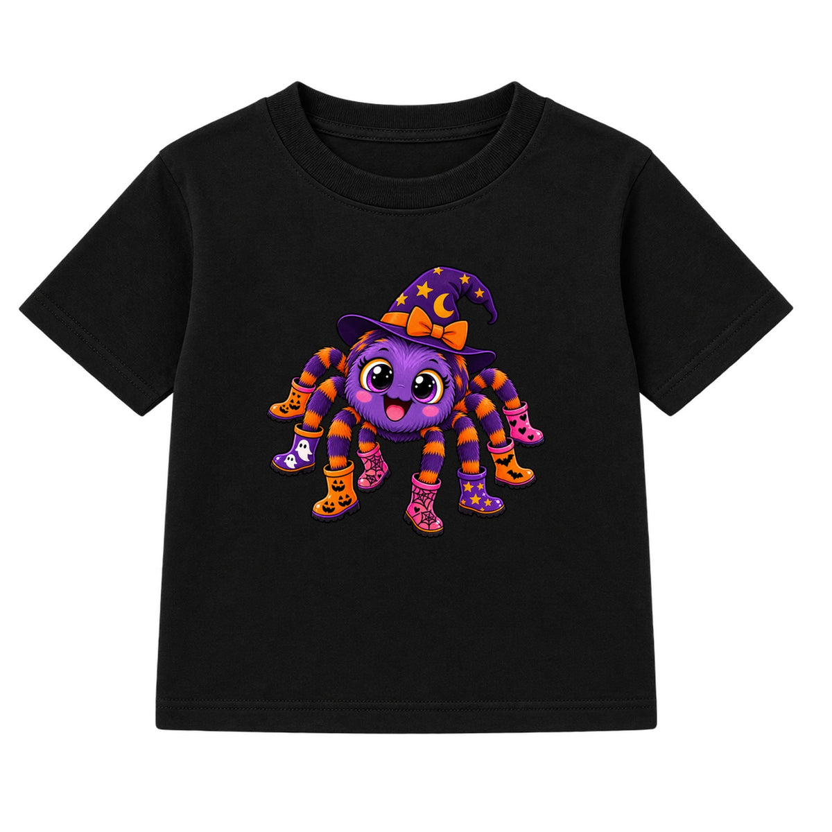 Spider In Wellies kids Halloween t-shirt - Black