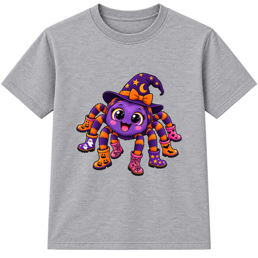 Spider In Wellies kids Halloween t-shirt - Heather Grey