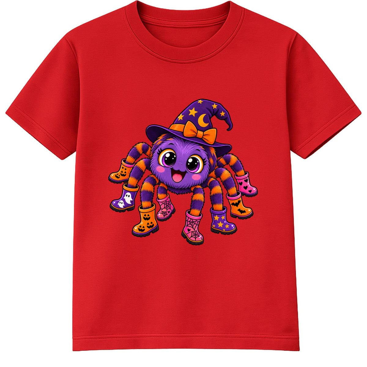 Spider In Wellies kids Halloween t-shirt - Red