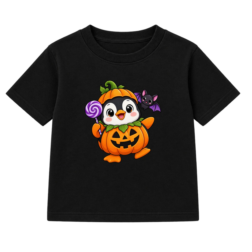 Pumpkin Penguin kids Halloween t-shirt - Black