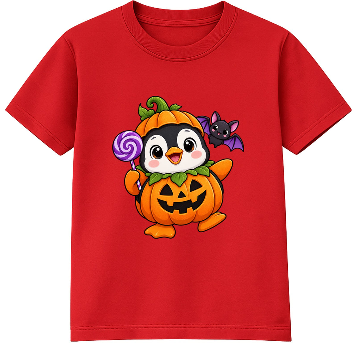 Pumpkin Penguin kids Halloween t-shirt - Red