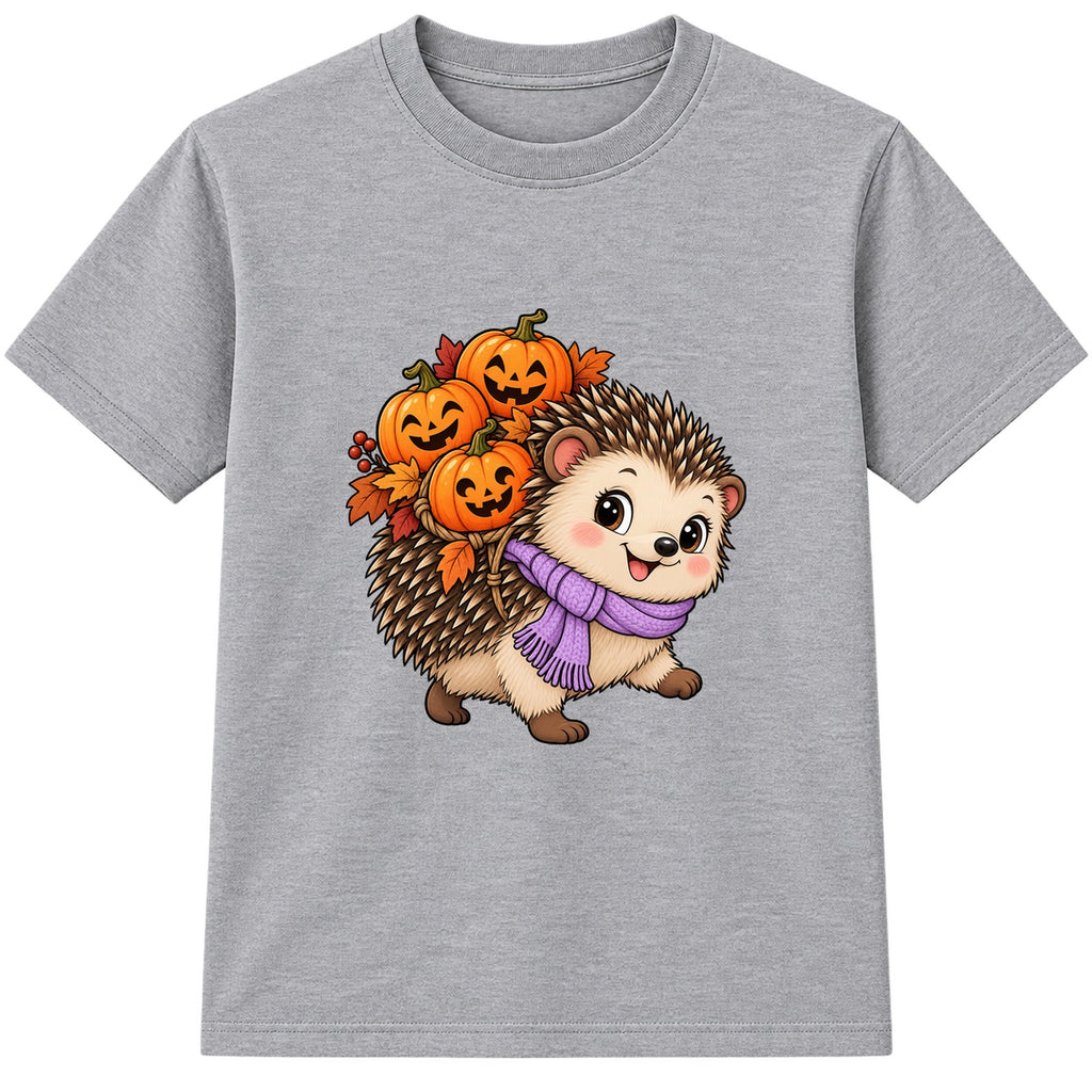 Lantern Hedgehog kids Halloween t-shirt - Heather Grey