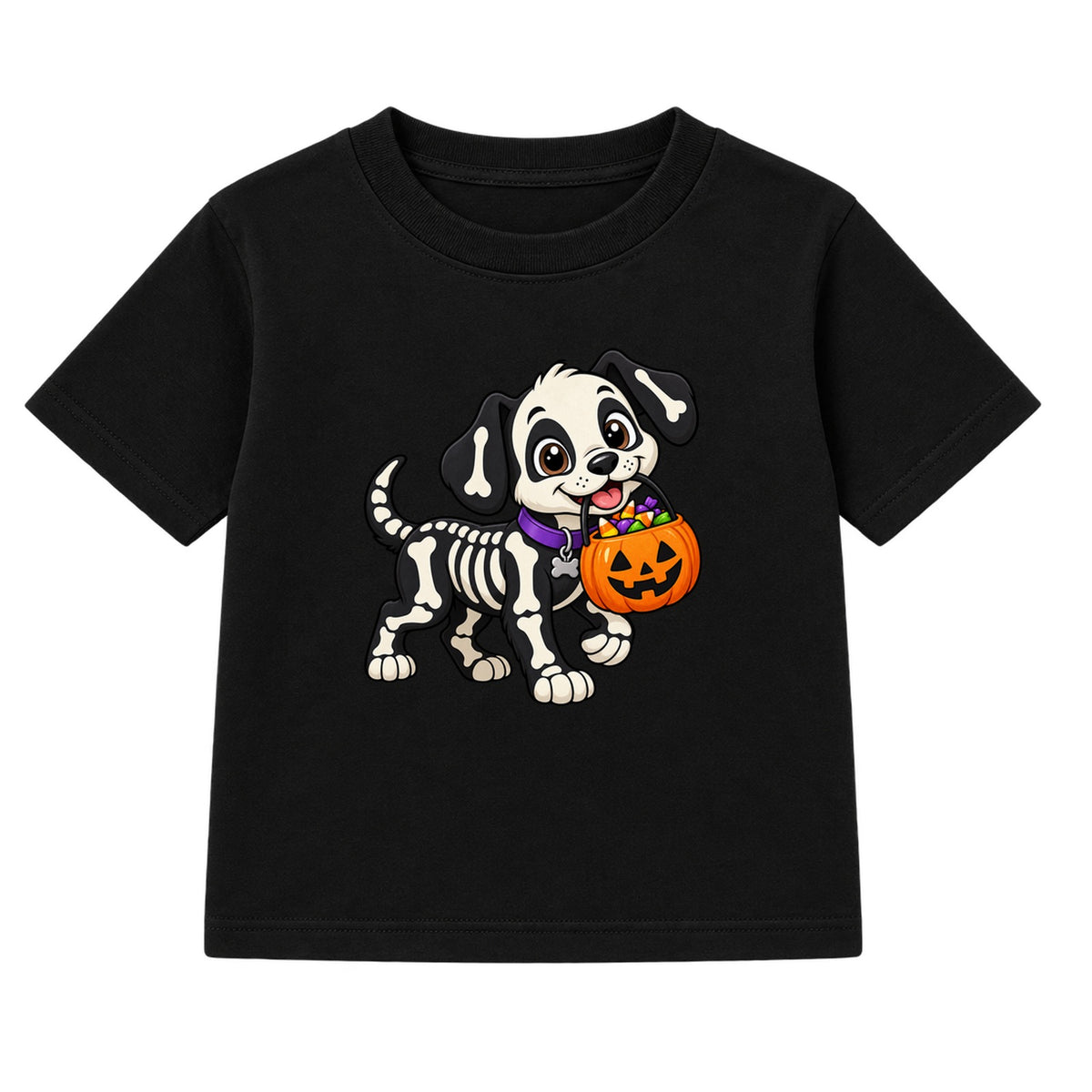 Skeleton Puppy kids Halloween t-shirt - Black