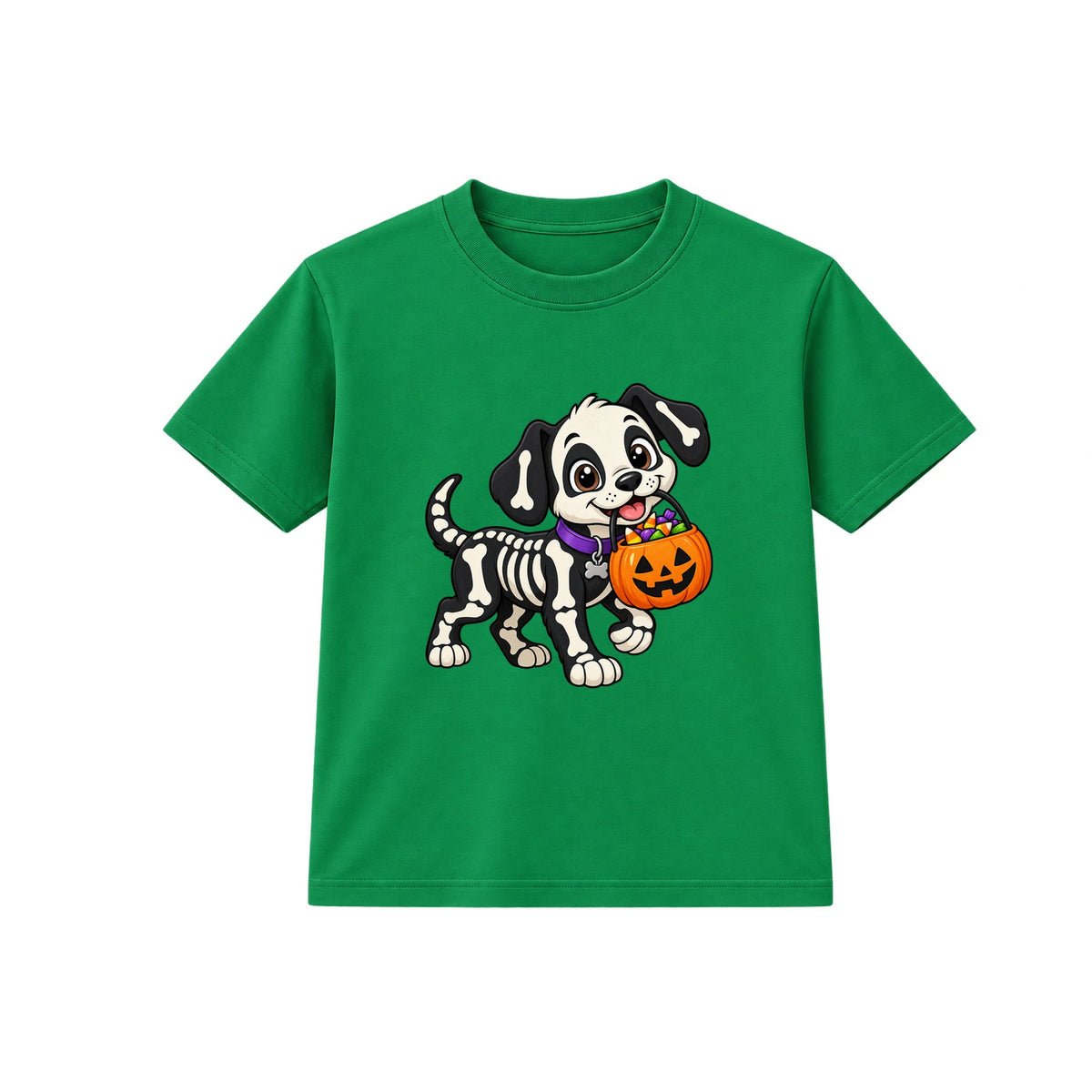 Skeleton Puppy kids Halloween t-shirt - Green