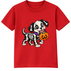 Skeleton Puppy kids Halloween t-shirt - Red