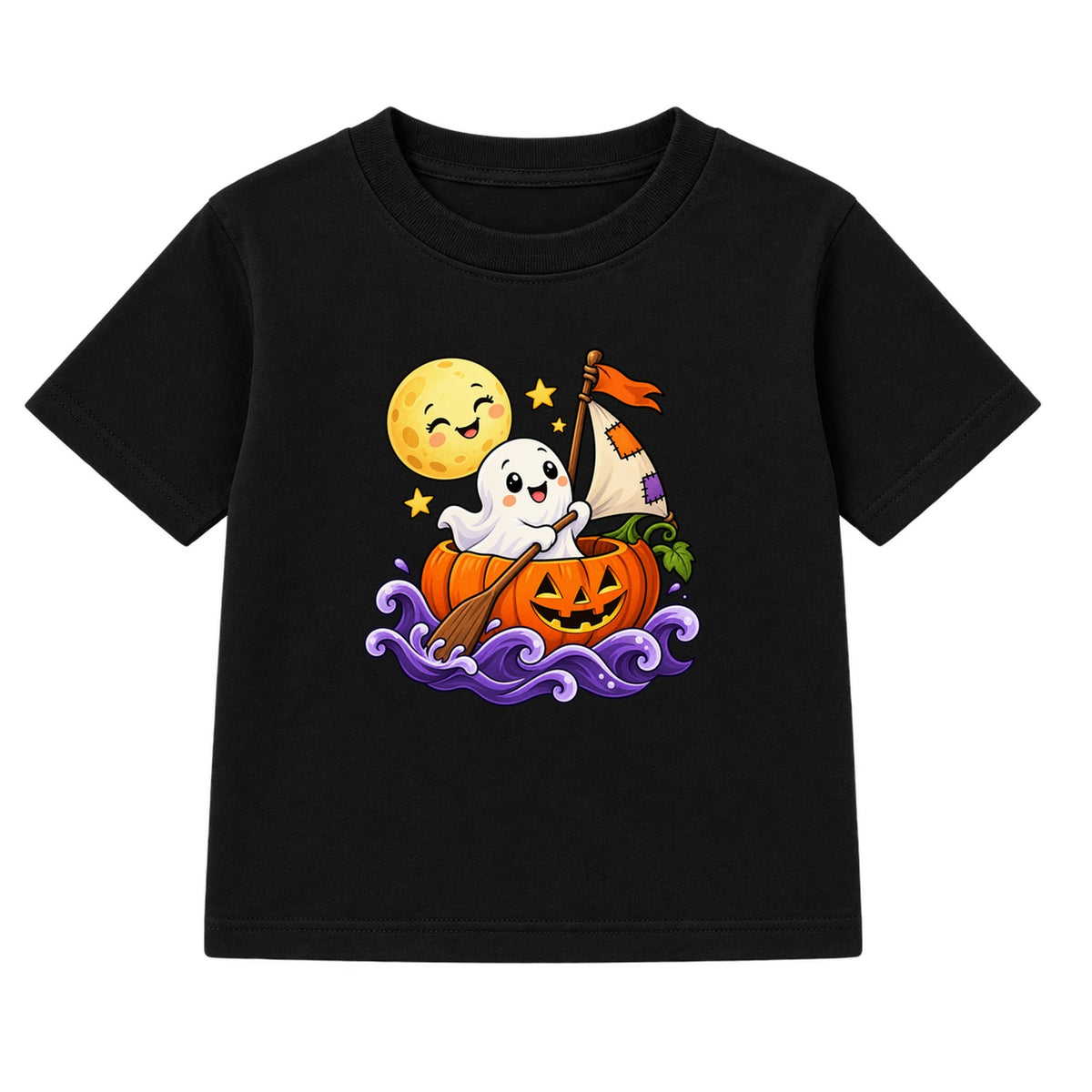 Pumpkin Boat Ghost kids Halloween t-shirt - Black