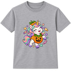 Pumpkin Unicorn kids Halloween t-shirt - Heather Grey