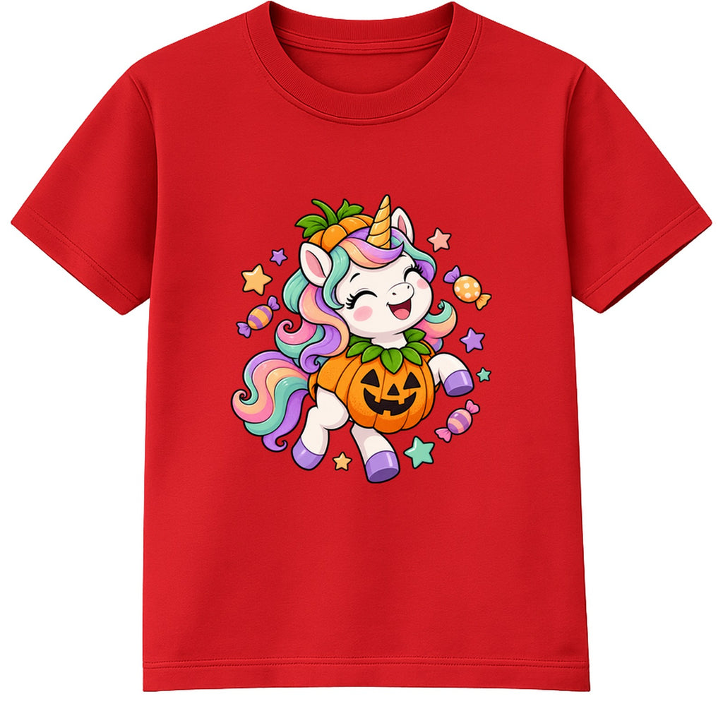 Pumpkin Unicorn kids Halloween t-shirt - Red