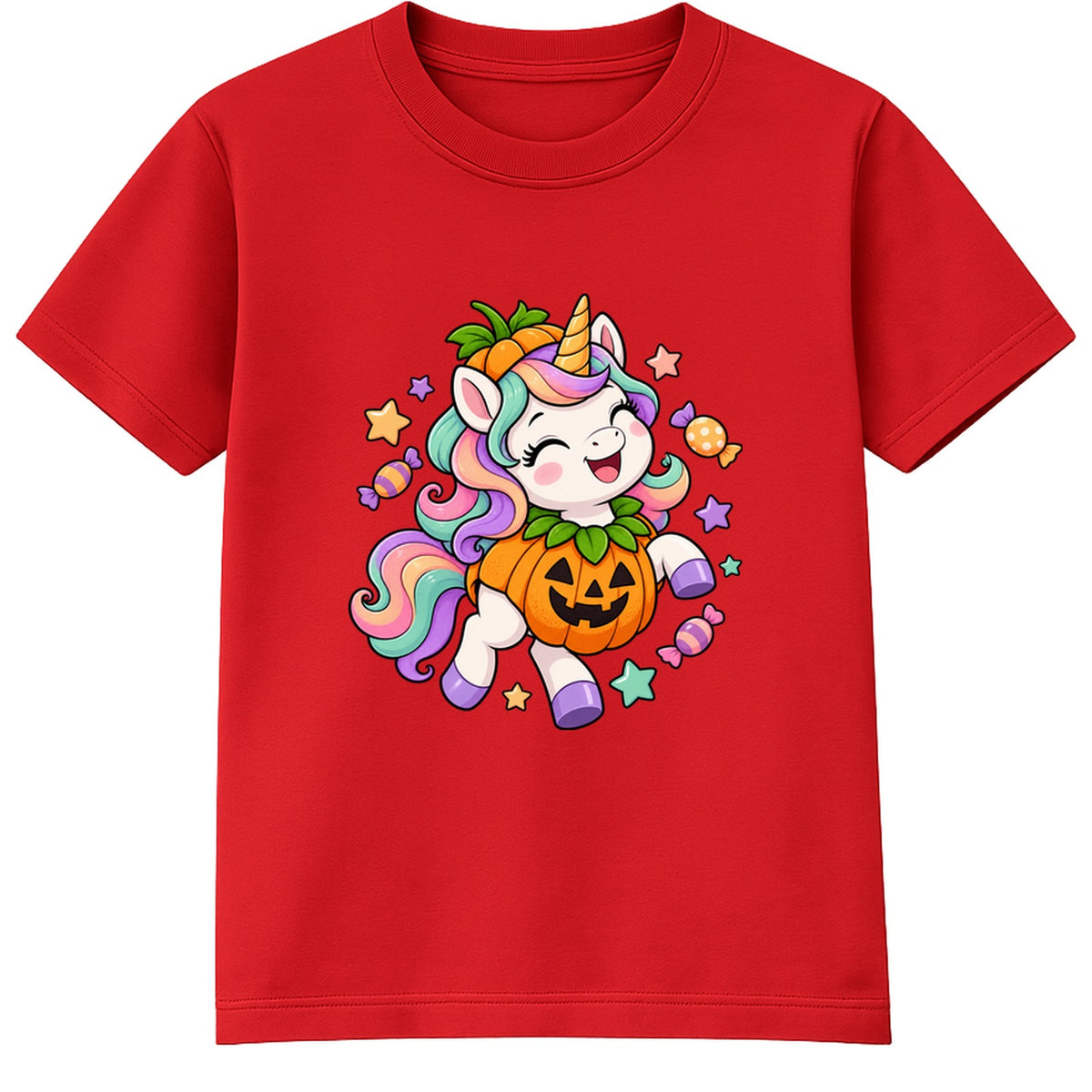 Pumpkin Unicorn kids Halloween t-shirt - Red