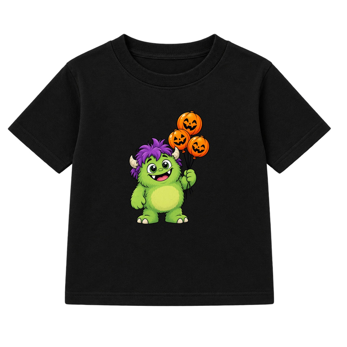 Friendly Green Monster kids Halloween t-shirt - Black