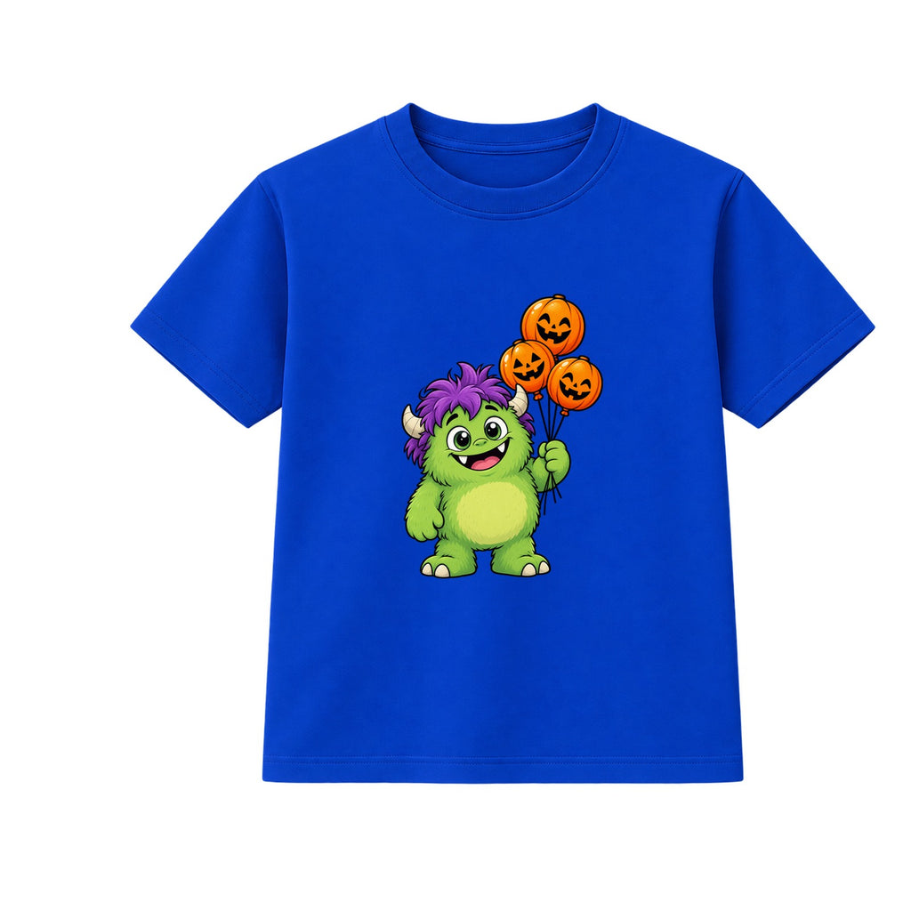 Friendly Green Monster kids Halloween t-shirt - Blue