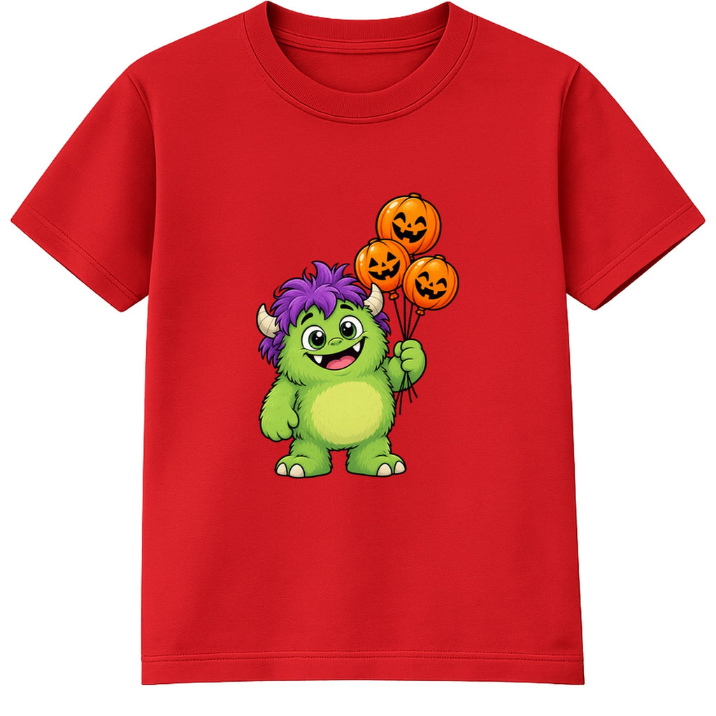 Friendly Green Monster kids Halloween t-shirt - Red