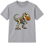 Skeleton T-Rex kids Halloween t-shirt - Heather Grey