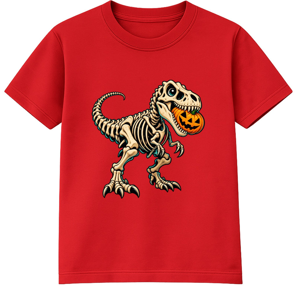 Skeleton T-Rex kids Halloween t-shirt - Red