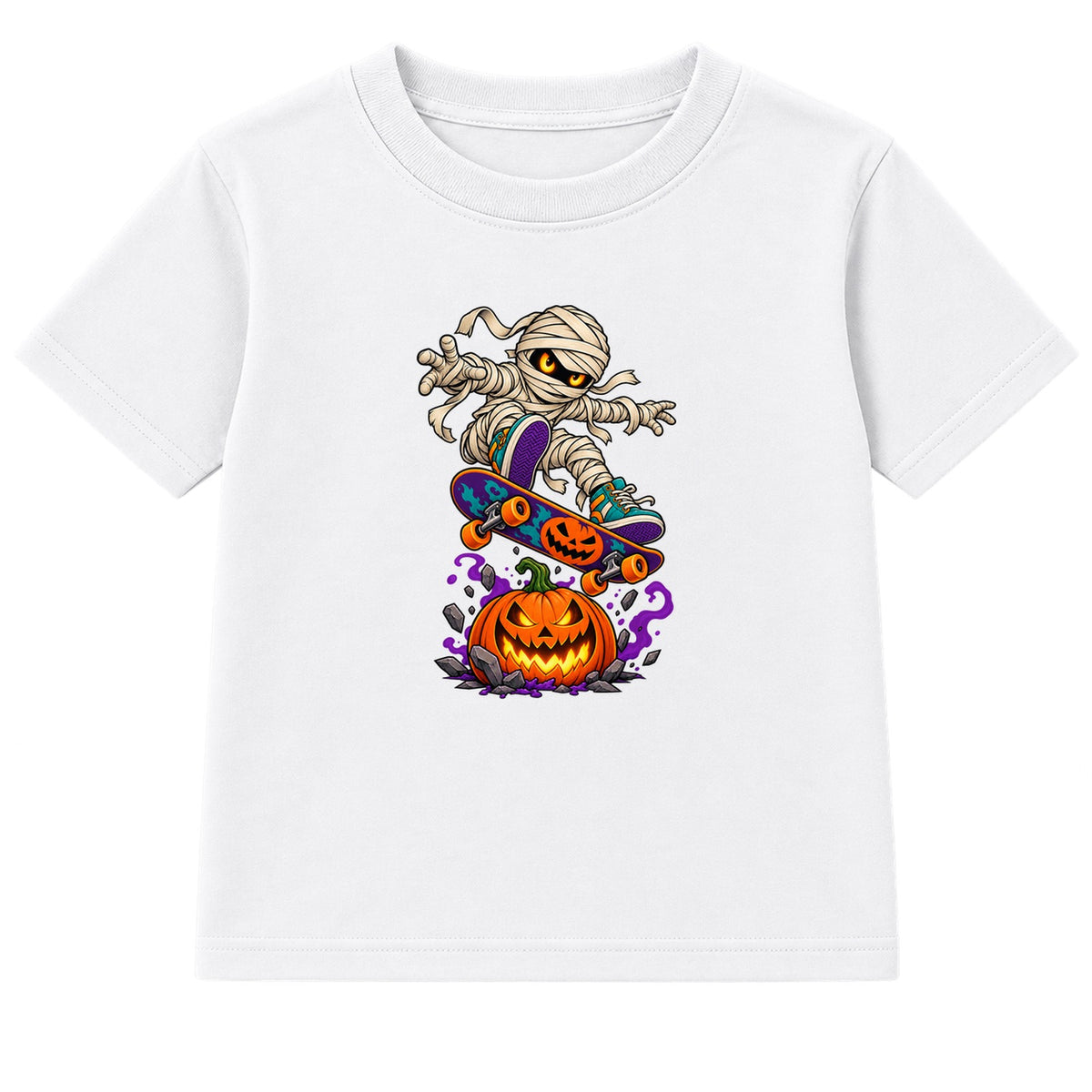 Skate Mummy kids Halloween t-shirt - White
