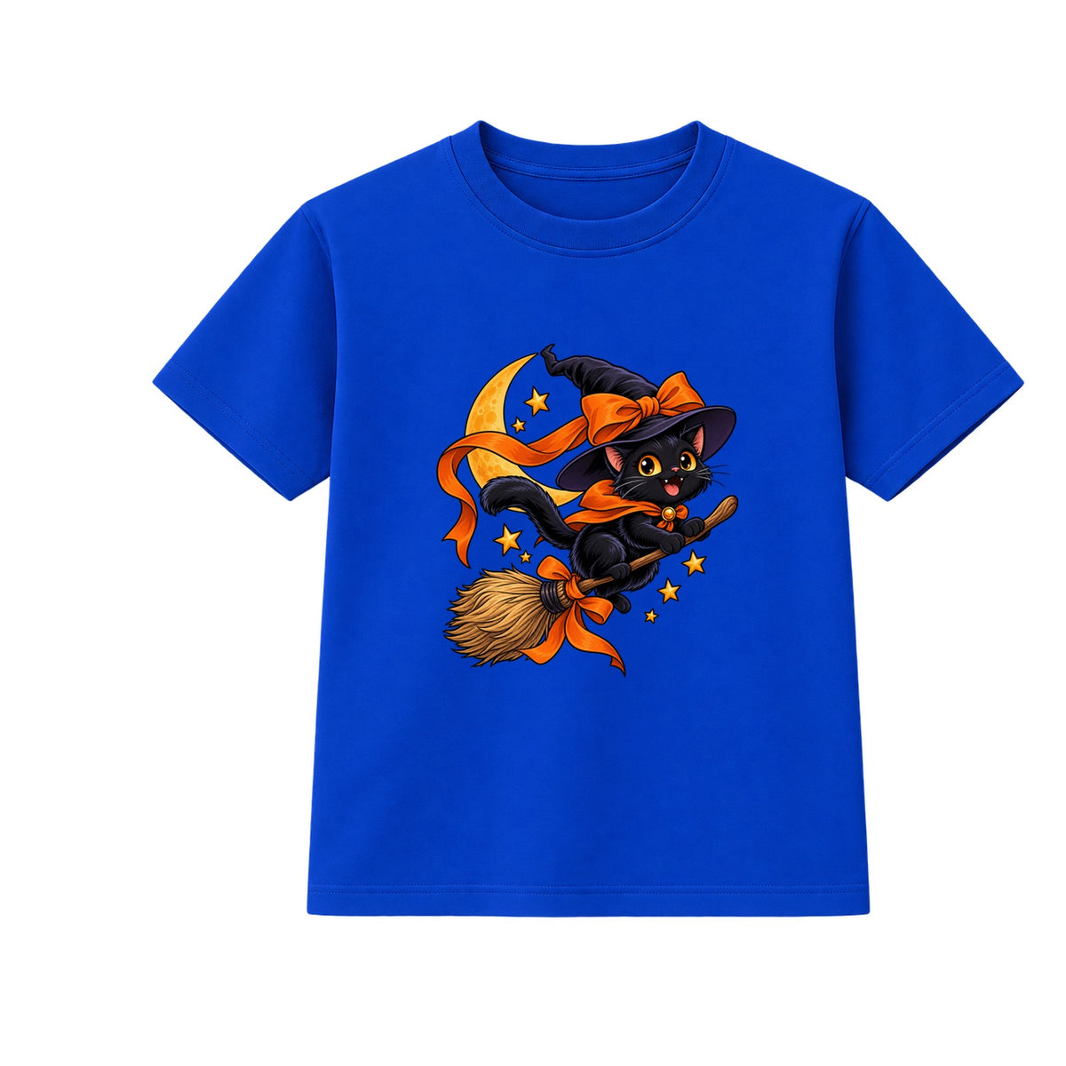 Broomstick Cat kids Halloween t-shirt - Blue