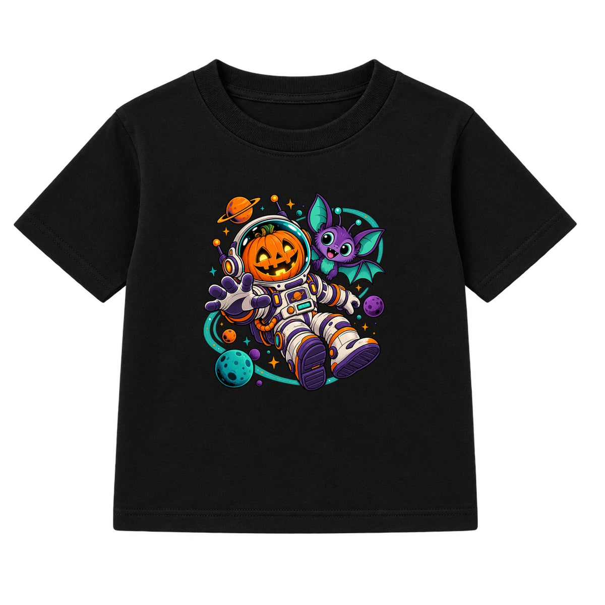Pumpkin Astronaut kids Halloween t-shirt - Black