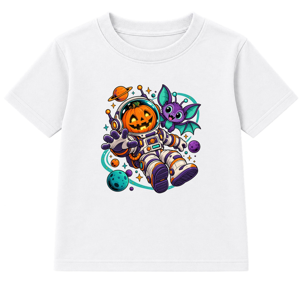 Pumpkin Astronaut kids Halloween t-shirt - White