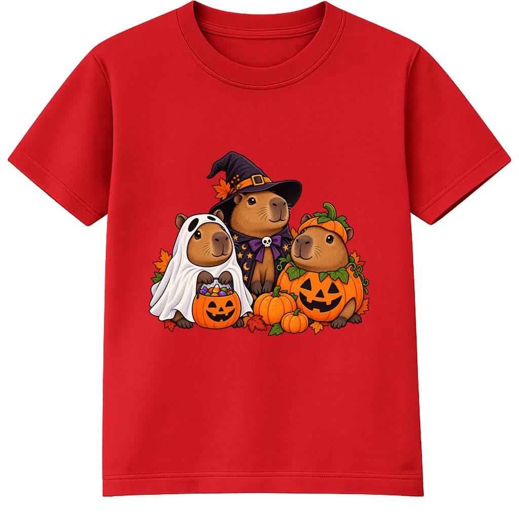 Capybara Costume Crew kids Halloween t-shirt - Red