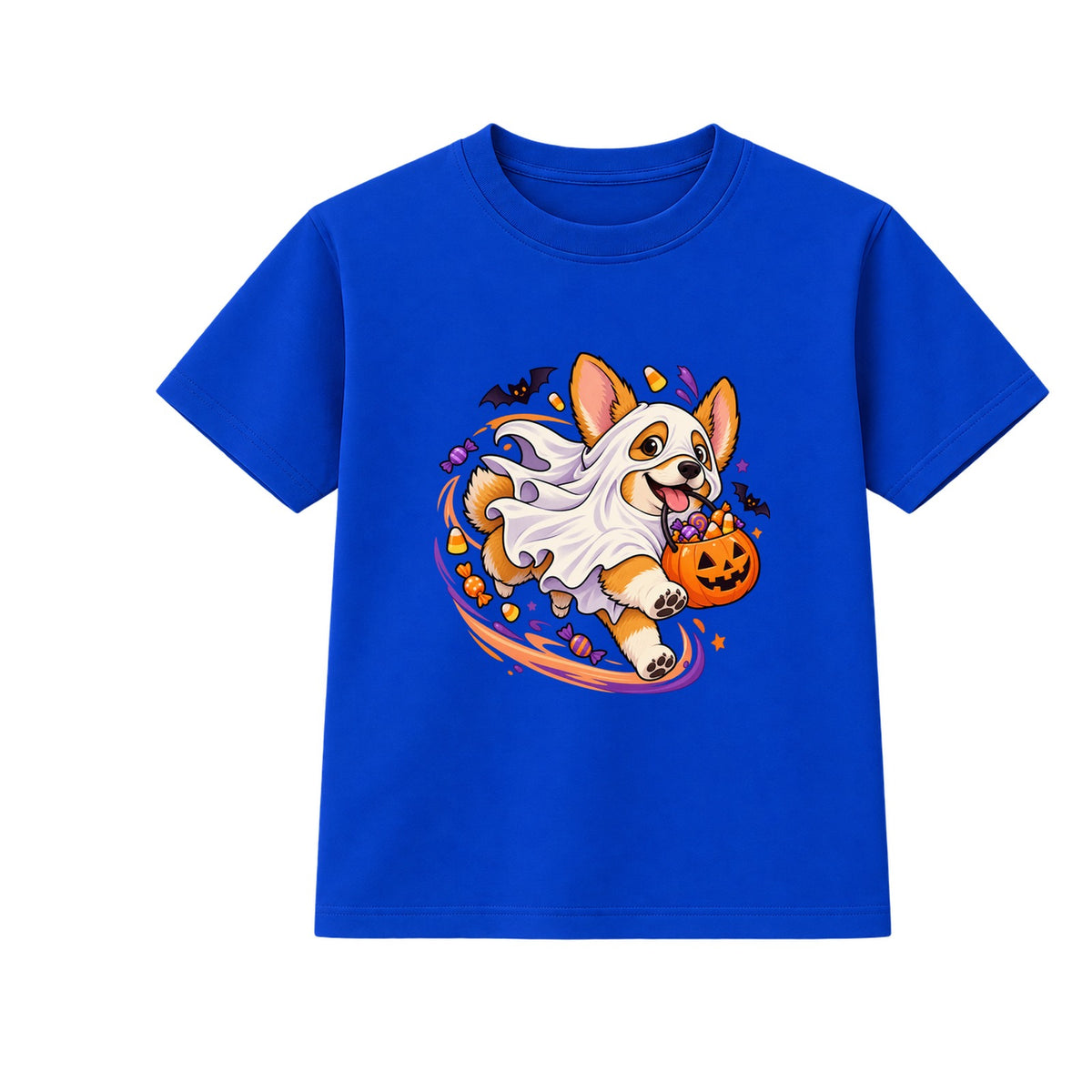 Ghost Corgi kids Halloween t-shirt - Blue
