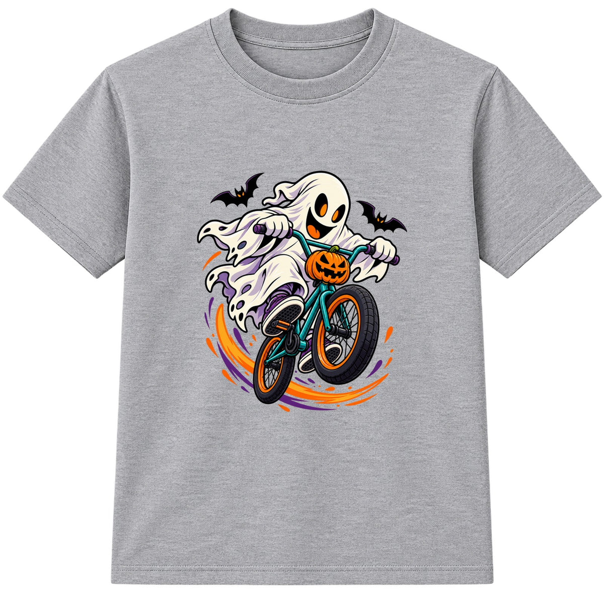 BMX Ghost kids Halloween t-shirt - Heather Grey