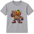 Pumpkin Robot kids Halloween t-shirt - Heather Grey