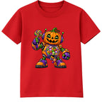 Pumpkin Robot kids Halloween t-shirt - Red