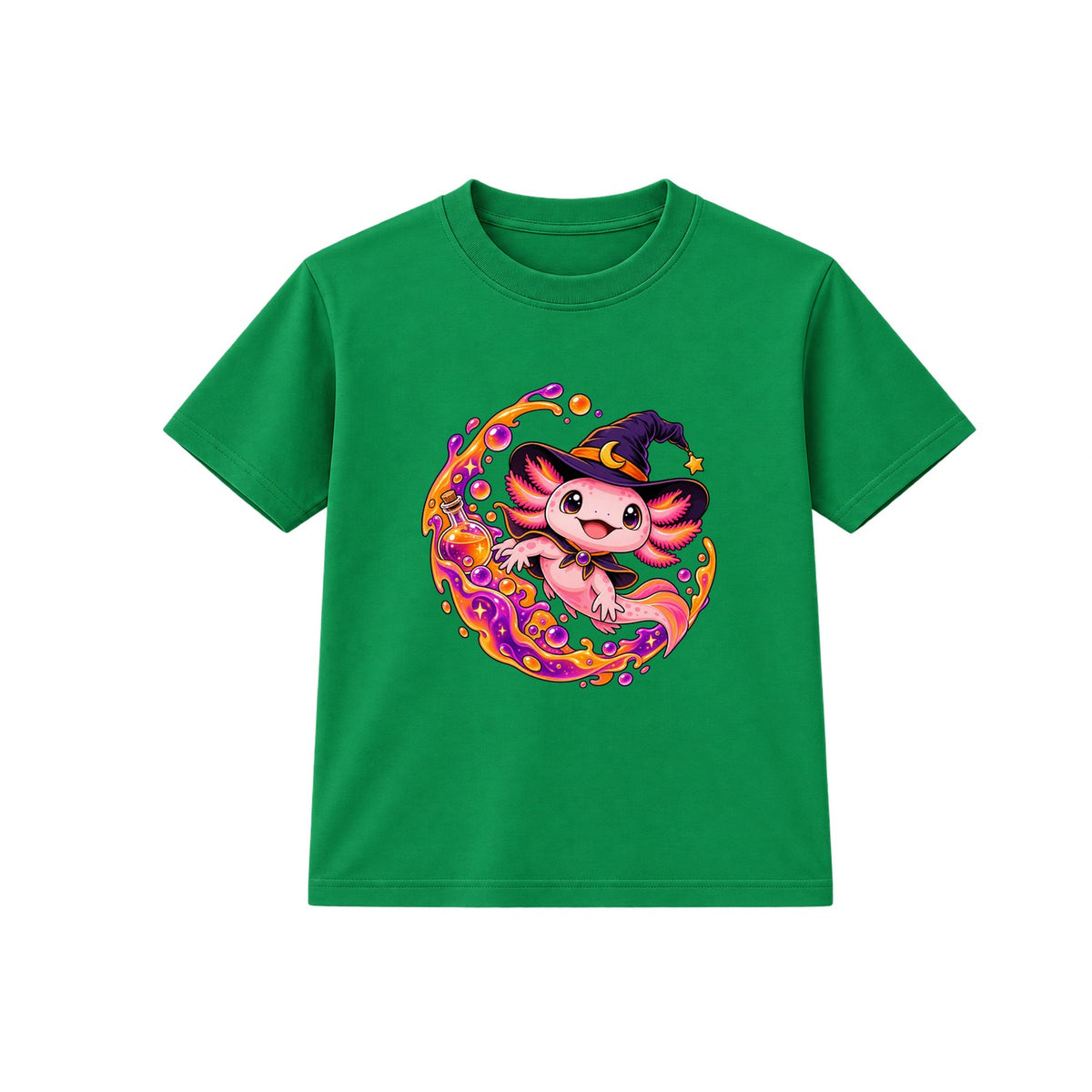 Witch Axolotl kids Halloween t-shirt - Green