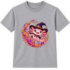 Witch Axolotl kids Halloween t-shirt - Heather Grey