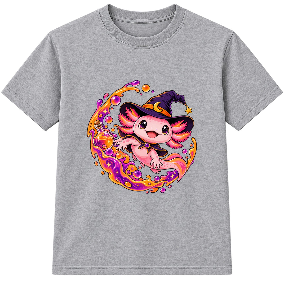 Witch Axolotl kids Halloween t-shirt - Heather Grey
