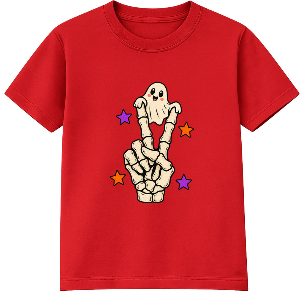 Peace Out Skeleton kids Halloween t-shirt - Red