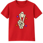 Peace Out Skeleton kids Halloween t-shirt - Red