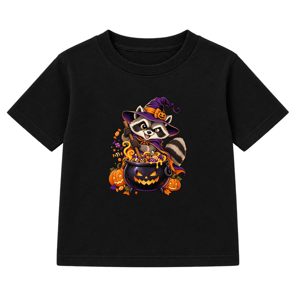 Raccoon Witch kids Halloween t-shirt - Black