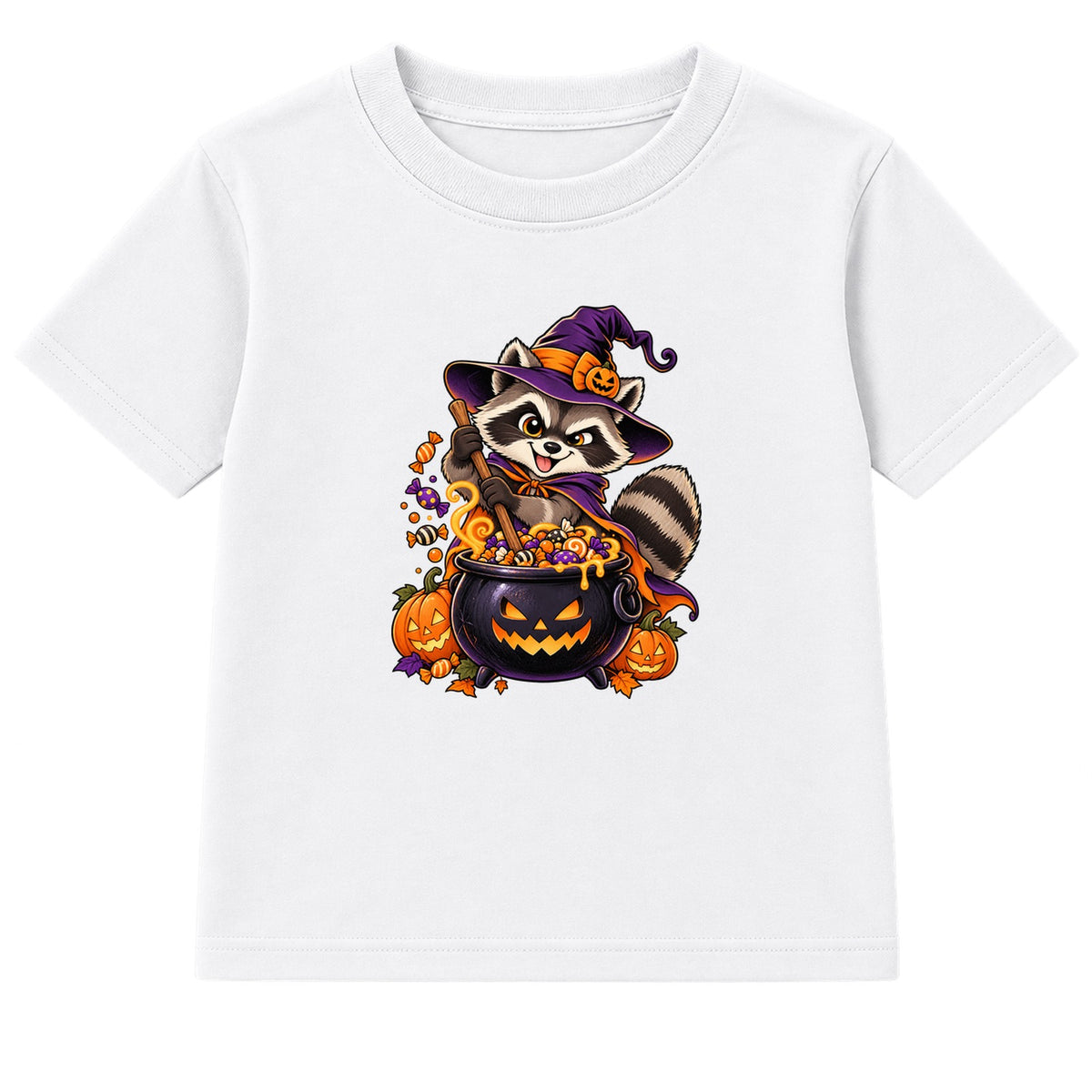 Raccoon Witch kids Halloween t-shirt - White