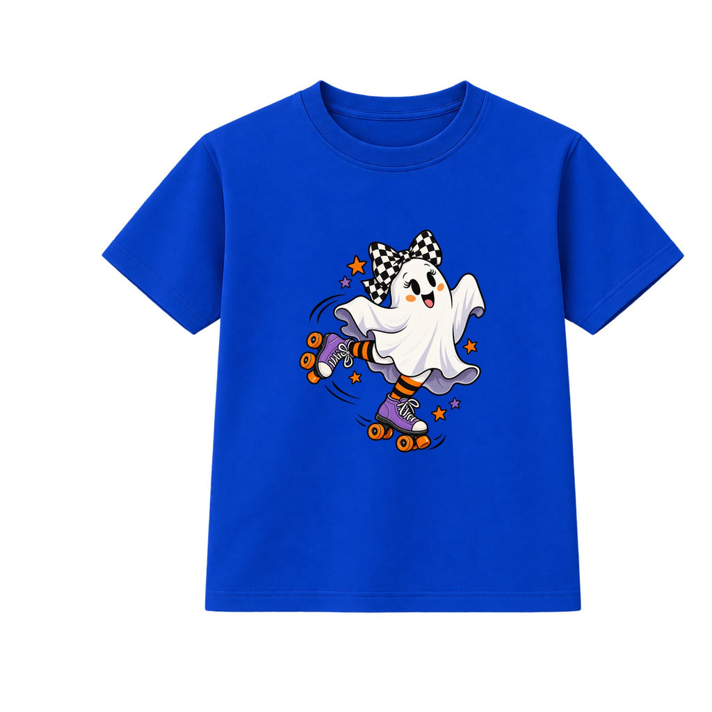 Roller Skate Ghost kids Halloween t-shirt - Blue
