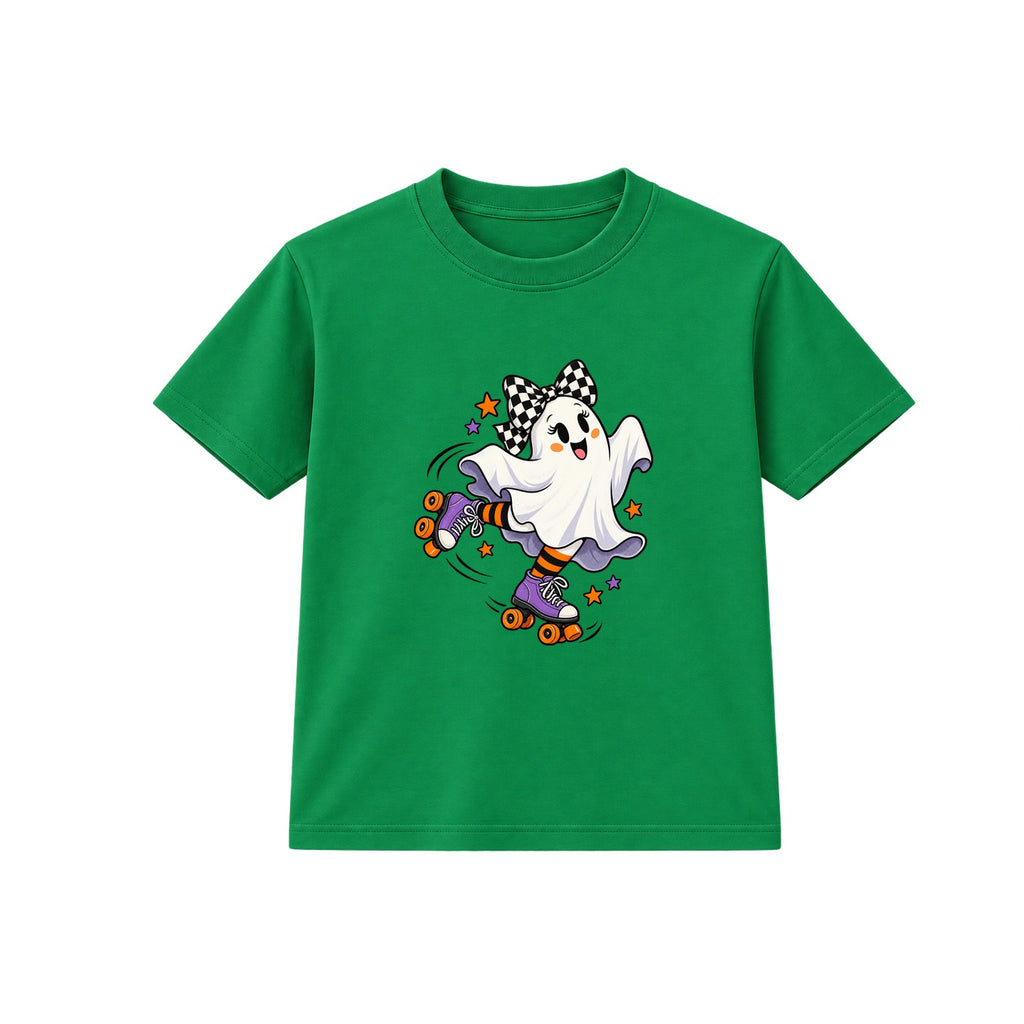 Roller Skate Ghost kids Halloween t-shirt - Green