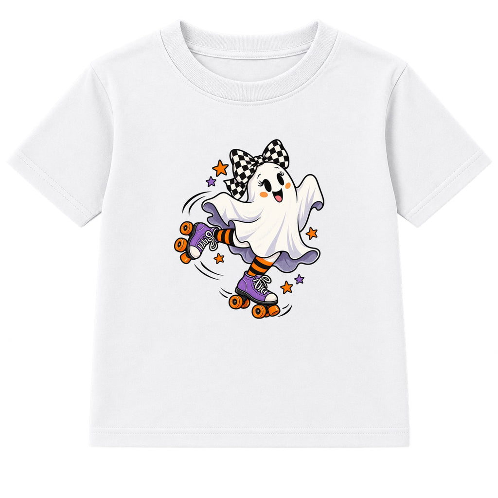 Roller Skate Ghost kids Halloween t-shirt - White