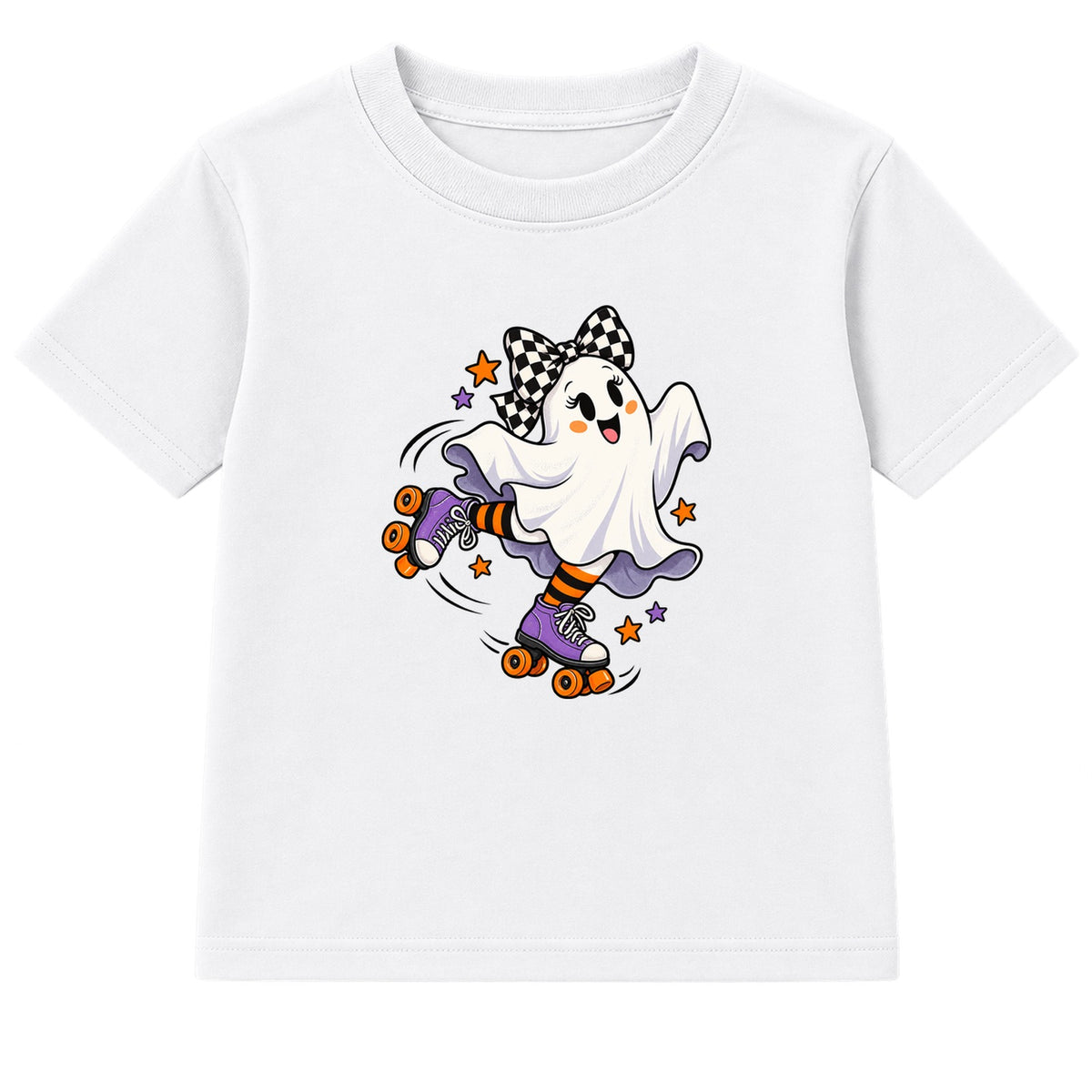 Roller Skate Ghost kids Halloween t-shirt - White