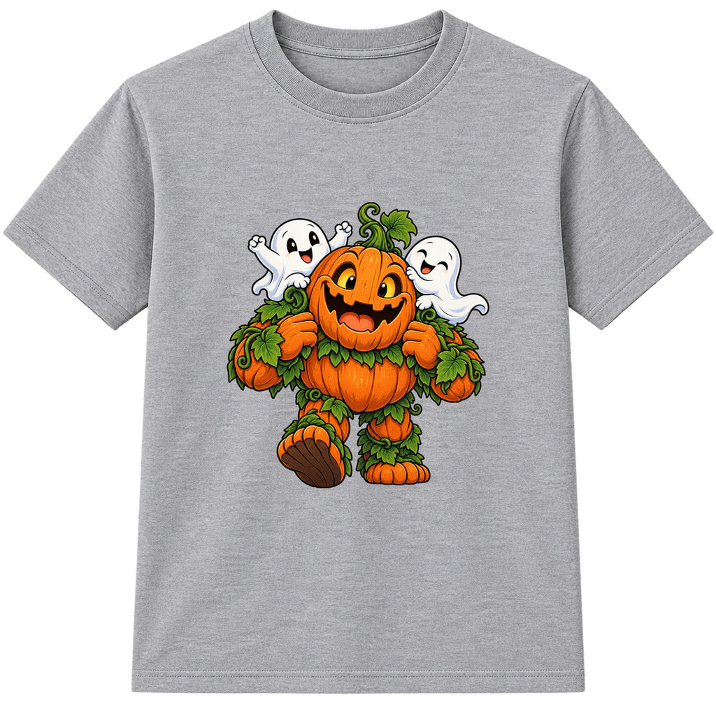 Giant Pumpkin Monster kids Halloween t-shirt - Heather Grey