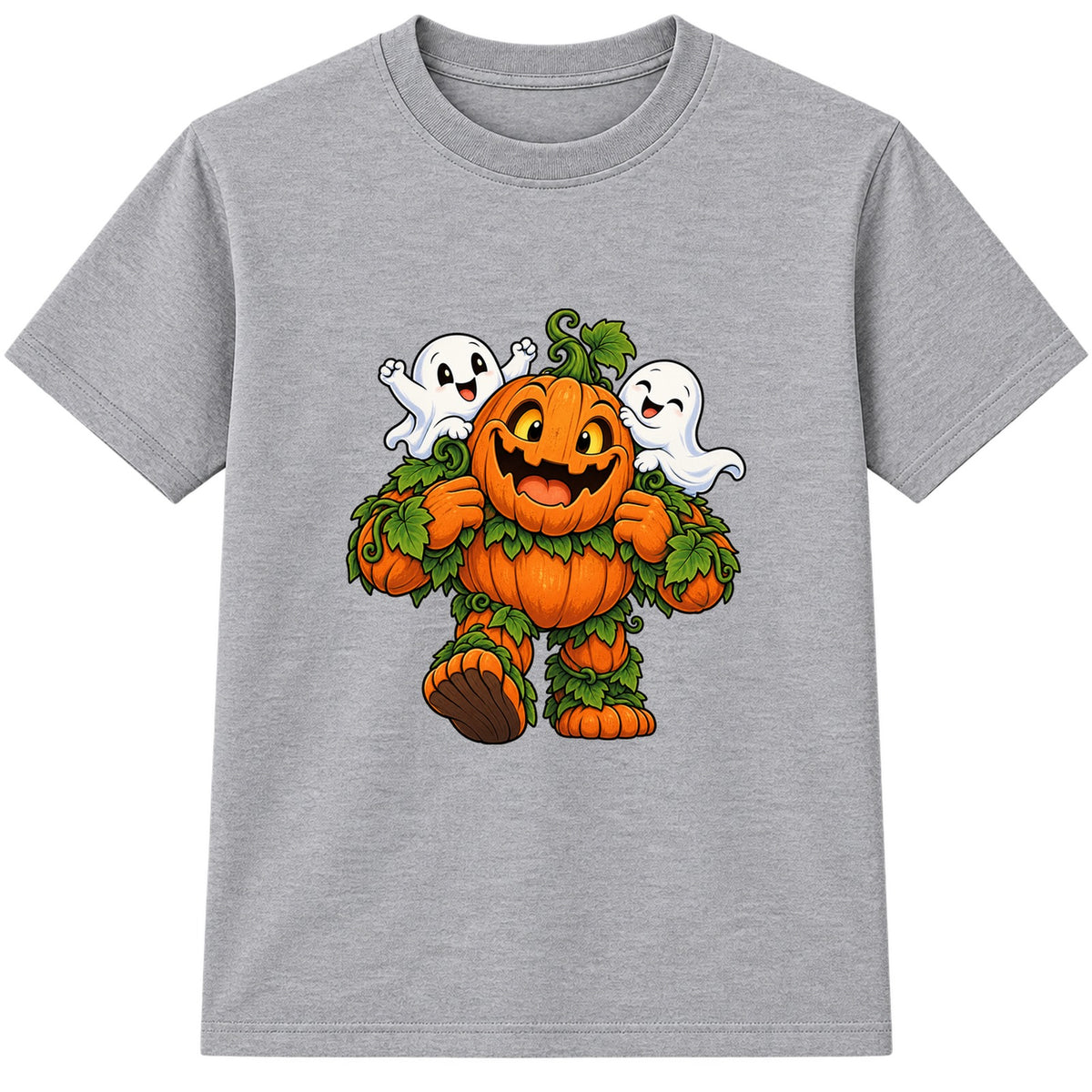 Giant Pumpkin Monster kids Halloween t-shirt - Heather Grey