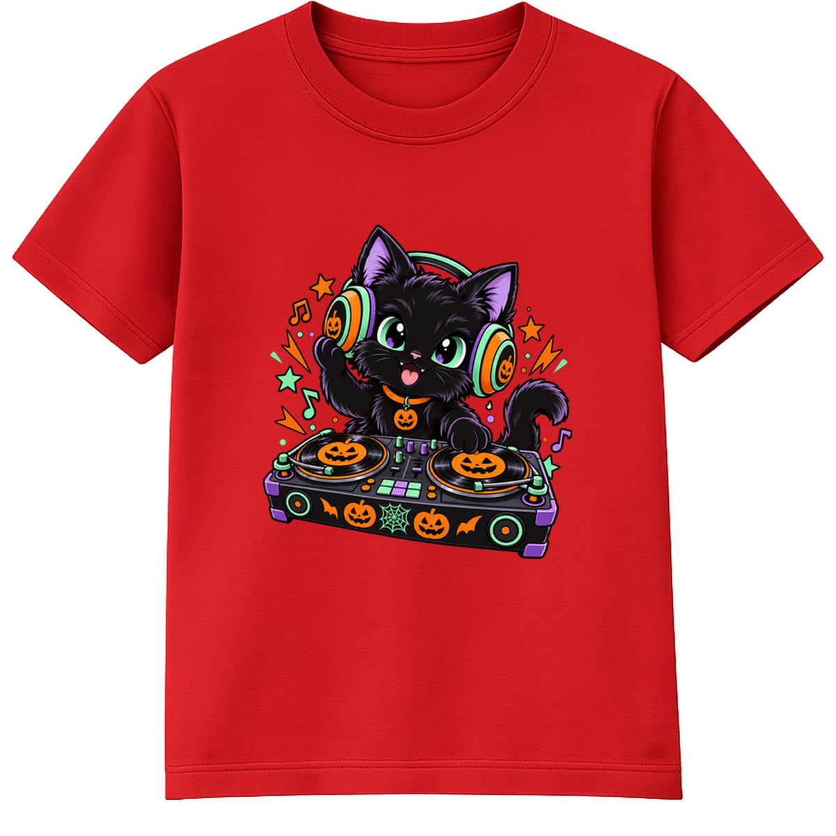 DJ Cat kids Halloween t-shirt - Red