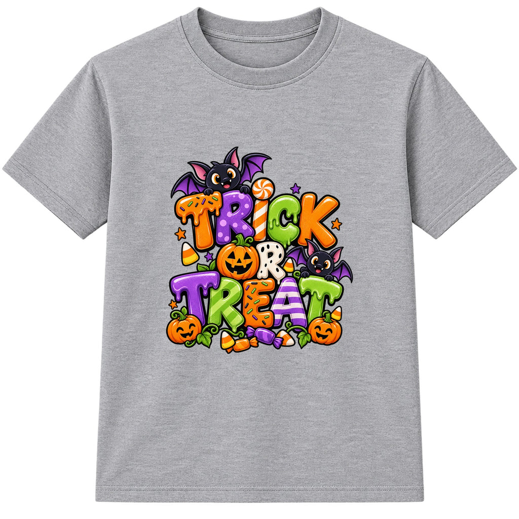 Trick Or Treat kids Halloween t-shirt - Heather Grey