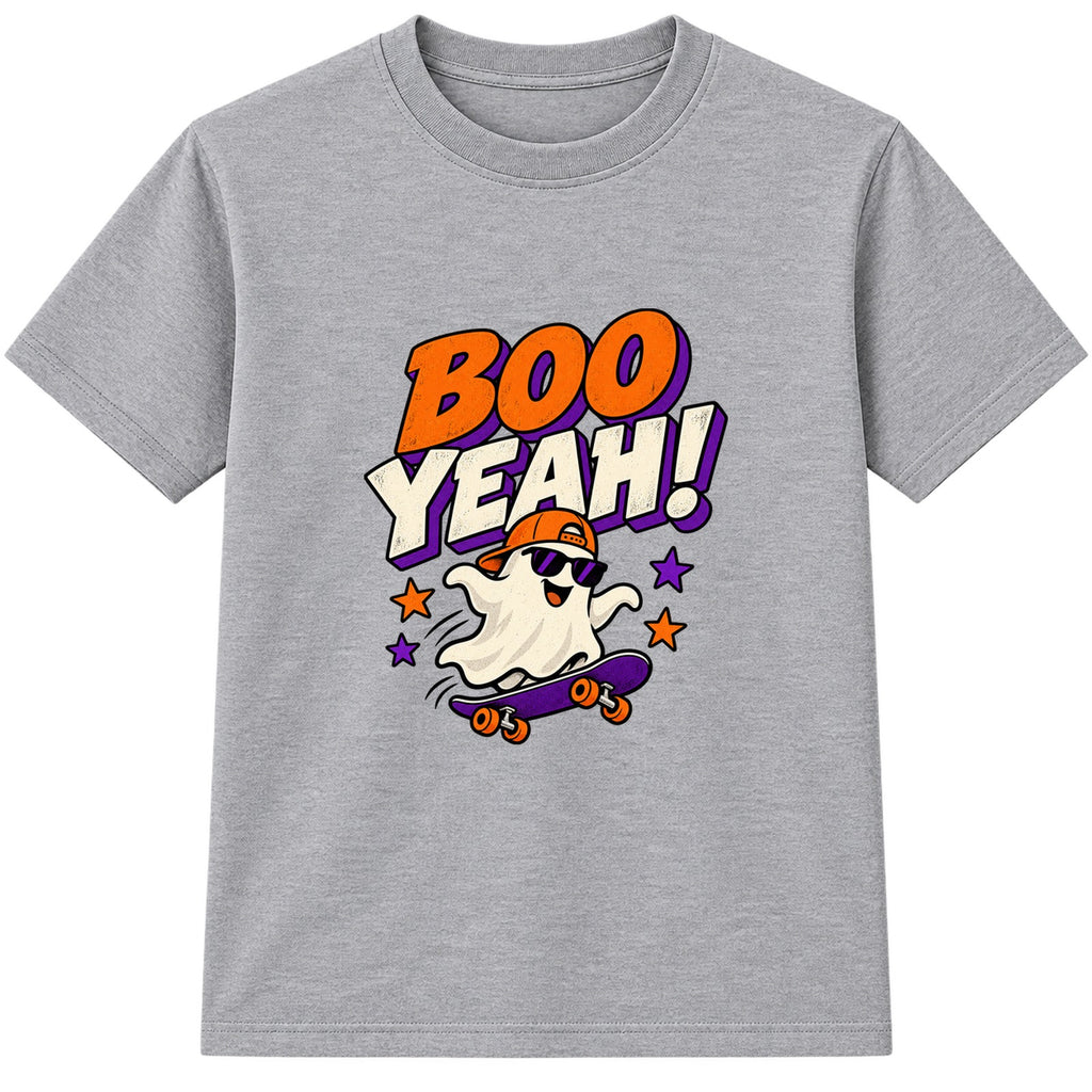 Boo Yeah kids Halloween t-shirt - Heather Grey