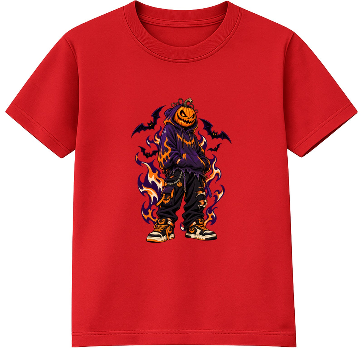 Hoodie Pumpkin adult Halloween t-shirt - Red