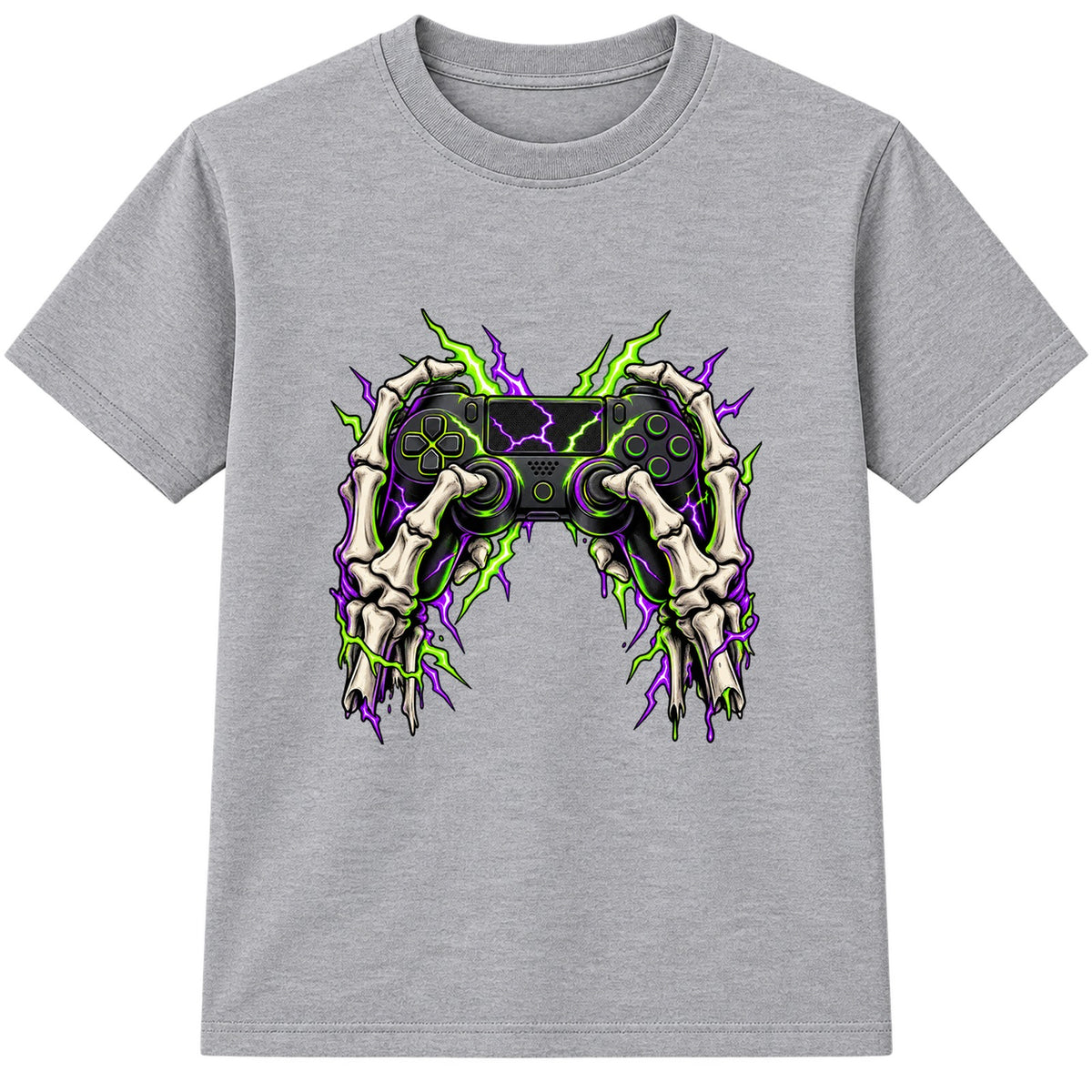 Skeleton Gamer adult Halloween t-shirt - Heather Grey